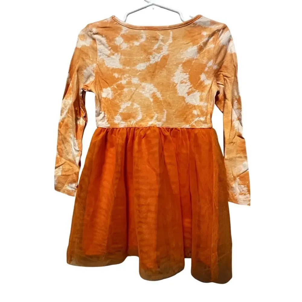 Jumping Beans Orange Tie Dye Jack O Lantern Dress Size 3T